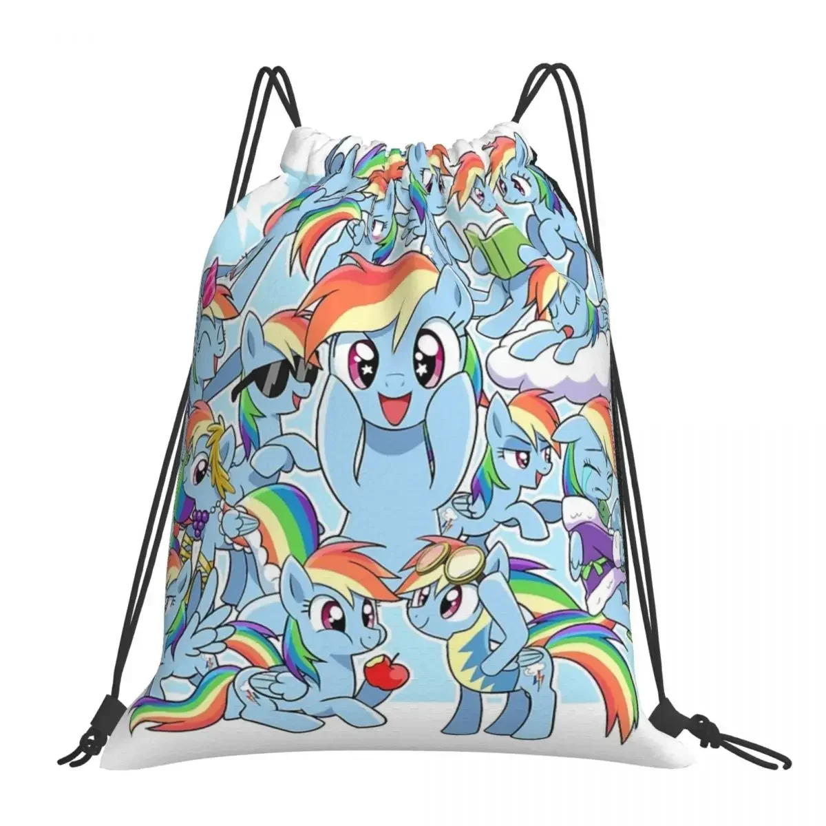 

Every Rainbow Dash EVER Backpacks Multi-function Drawstring Bags Drawstring Bundle Pocket Sports Bag BookBag For Woman Students