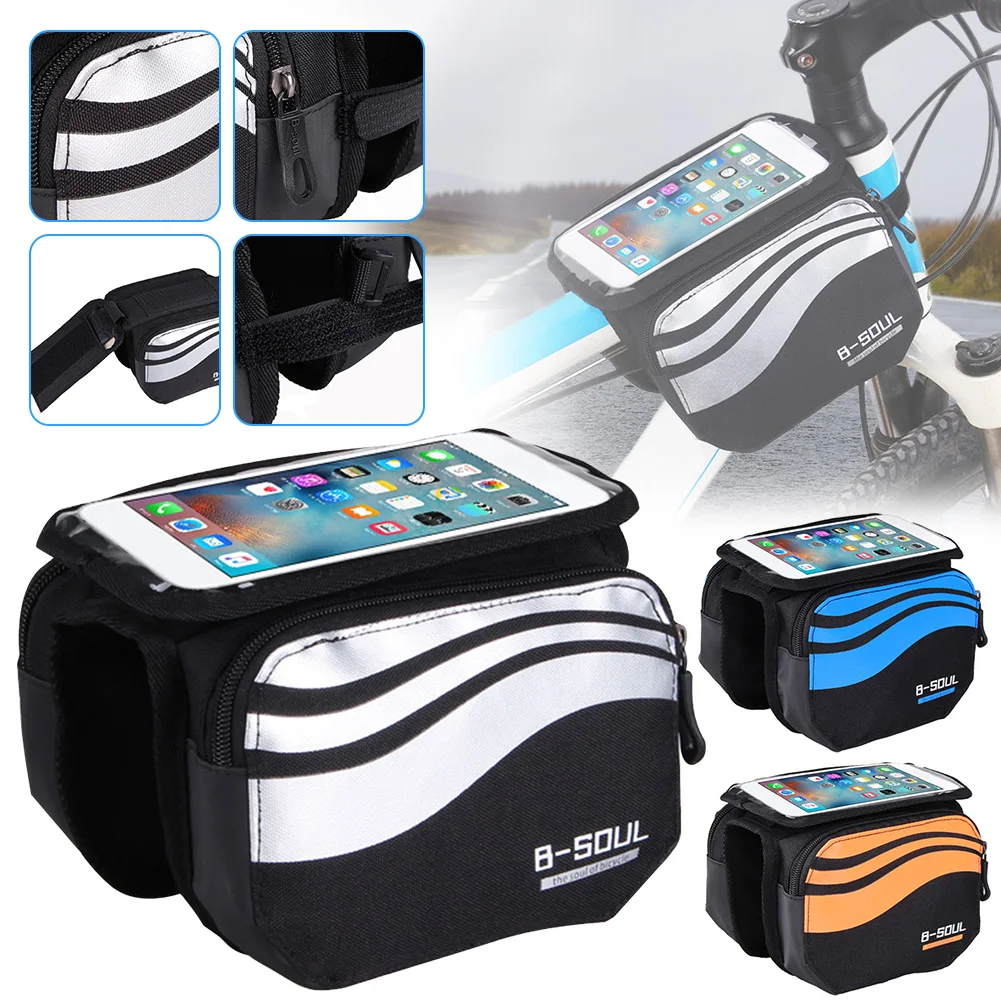 

Nylon Bicycle Bag Rainproof Touch Screen Phone Top Tube Bag MTB Road Bike Frame Front Saddle Bag & Pannier Bike Accessories