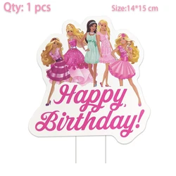 1 pz/lotto Barbie Tema Decorazione Della Torta Torta Topper Carta Per Bambini Ragazze Forniture Per Feste Di Compleanno Baby Shower Cupcake Picks