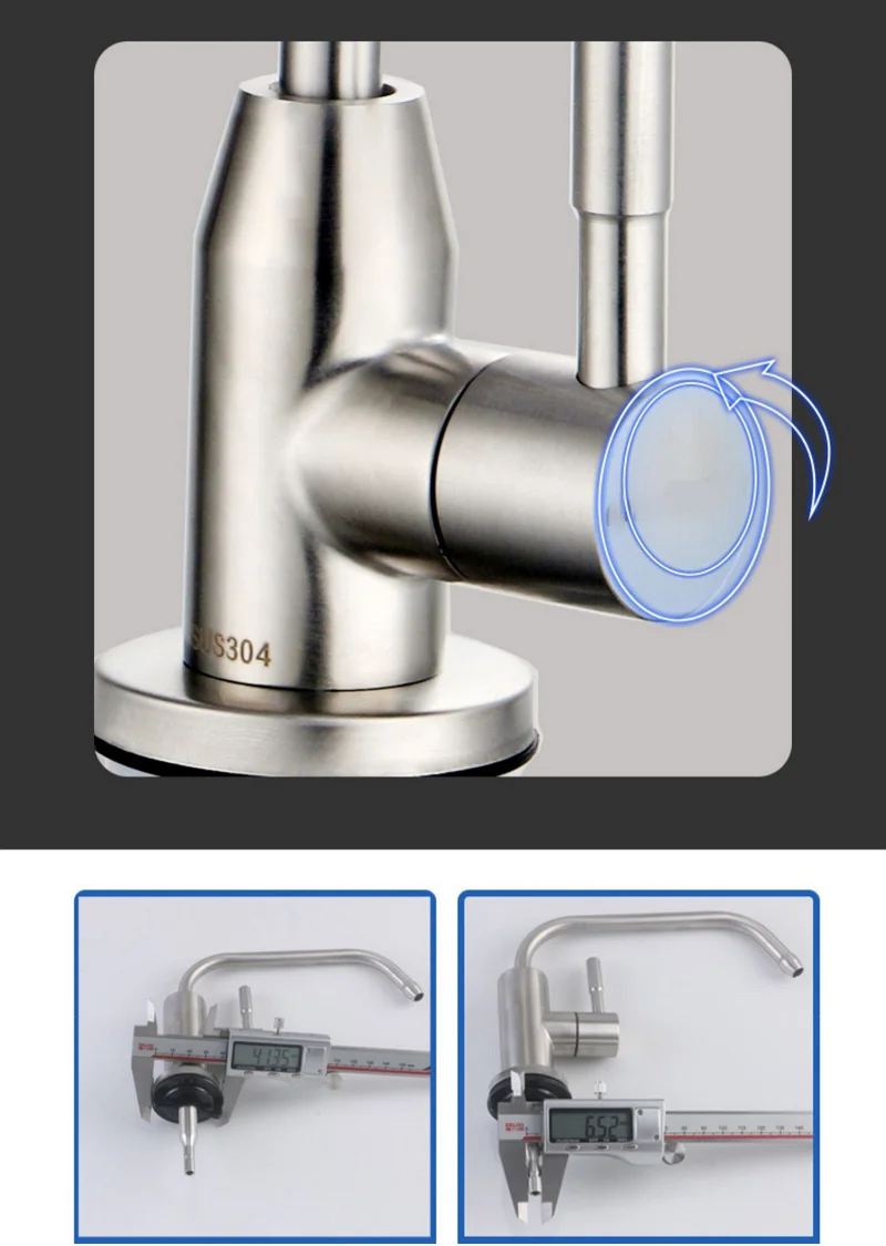 Stainless Steel Kitchen Water Purifier Single Cold Rotatable Direct Drinking Water Tap Reverse Osmosis Water Filter Sink Faucet