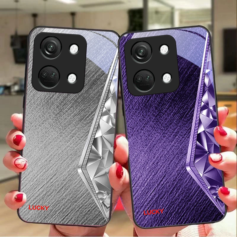 

Glass Like Crystal For OnePlus Nord 3 5 6T 7 Pro 8 12 10T Reno8 Lite 5G 10R Nord N30 Hard Shell Tempered Glass Phone Case Black
