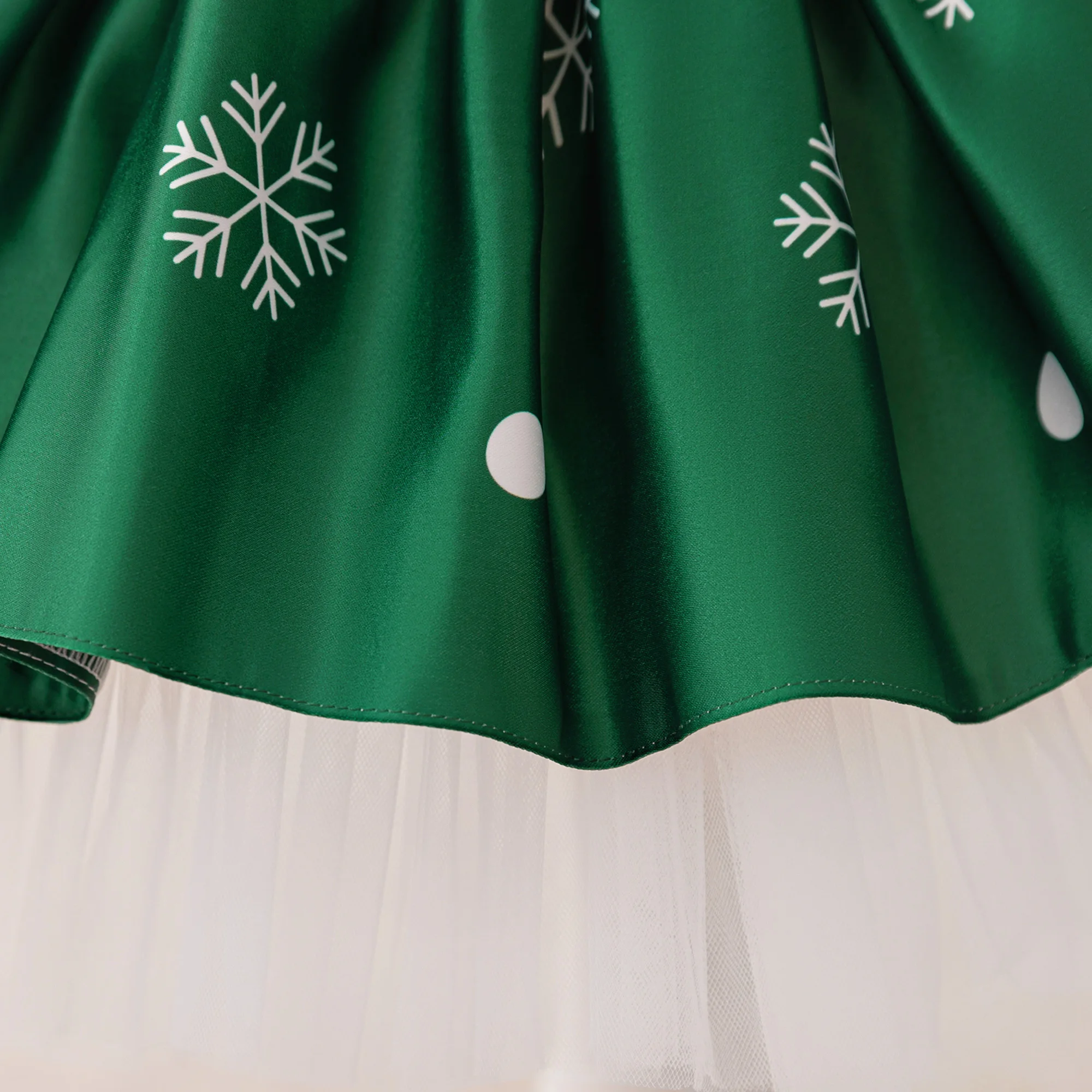 Baby Girls Vintage Green Santa Claus Festival Gift Kids Snowflake Christmas Dresses Girl Flkuffy Christening Gown Toddler Cloth