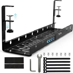 A Retractable Flexible Cable Organizer for Desks A Non Drilled Cable Tray Basket for Wire Management