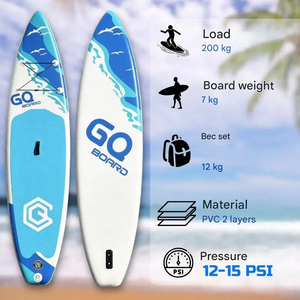 

SUP Board Надувное весло-стойка, двухслойная синяя доска GQ-SW, 335x81x15 см