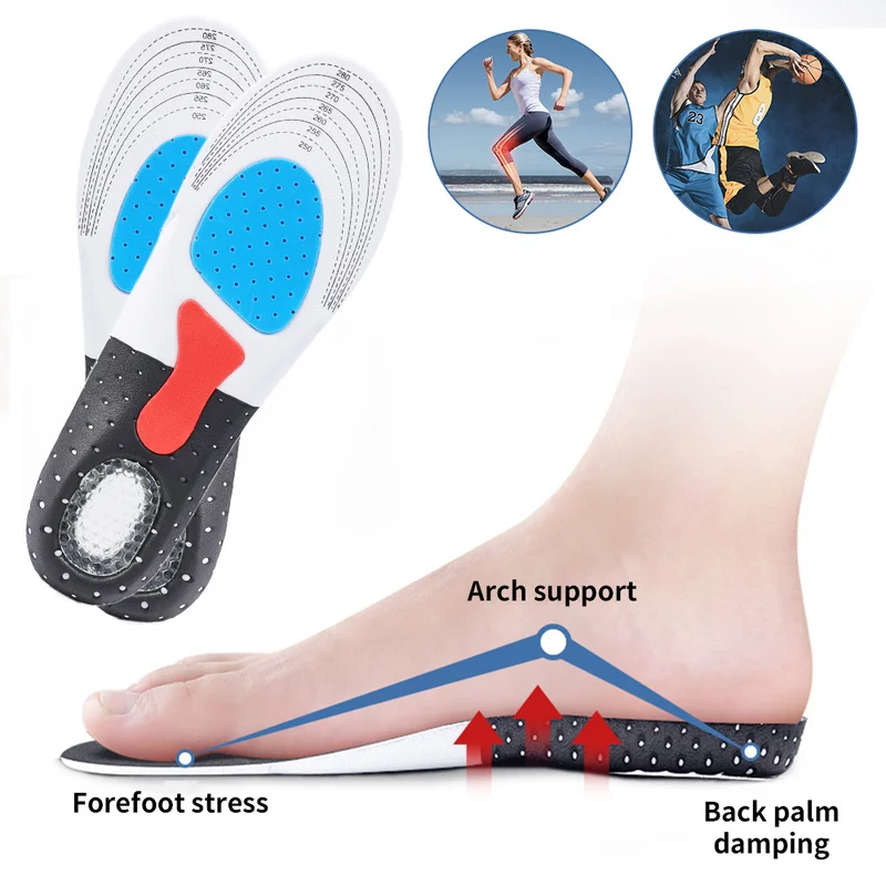 Unisex Silicone Sport Insoles Orthotic Arch Support Sport Shoe Pad Running Gel Insoles Insert Cushion for Walking,Running Hiking