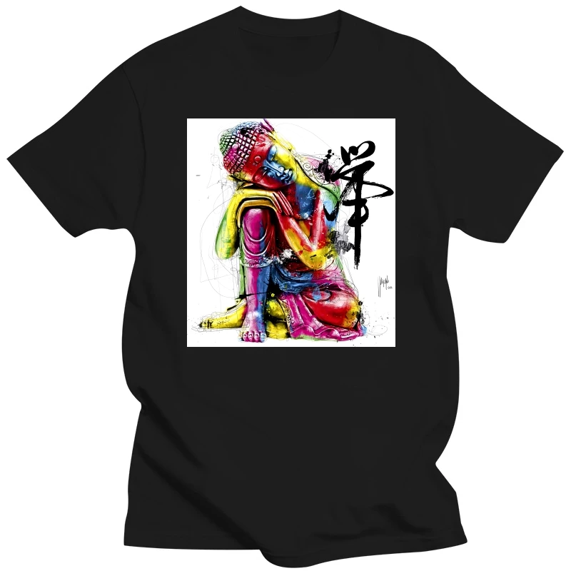 New Summer Men's Short Sleeve Colorful Buddha Statues T-Shirt High Quality Casual Man Tees Soft Fabric Zen Design Male Tops