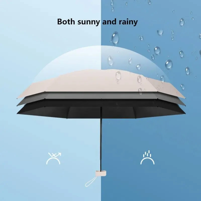 Mini Portable Umbrella Sun Umbrella With  Case Set Parasol Rain and Shine Dual Use Unisex Travel Protable Folding Pocket Mini