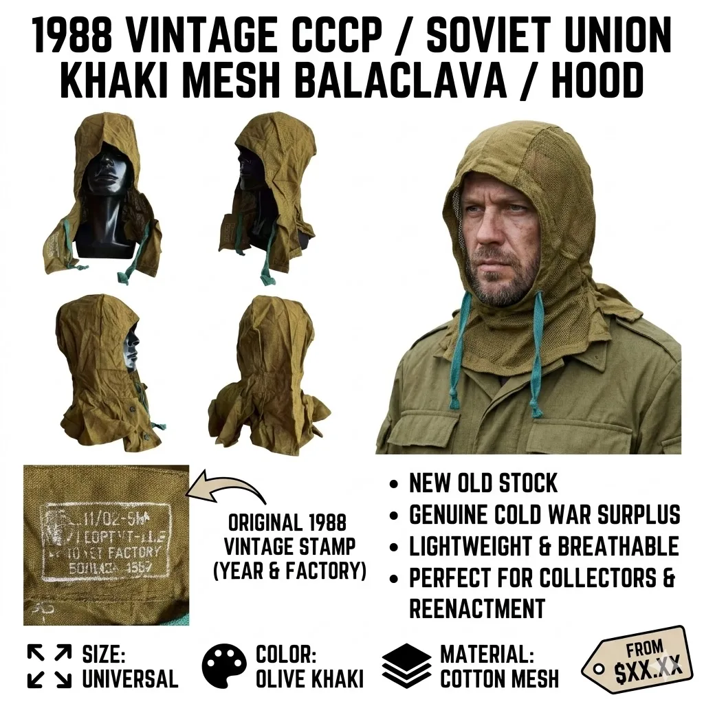 

Винтажная советская балаклава 1988 года, маска для лица, афганка, времен Афганской войны