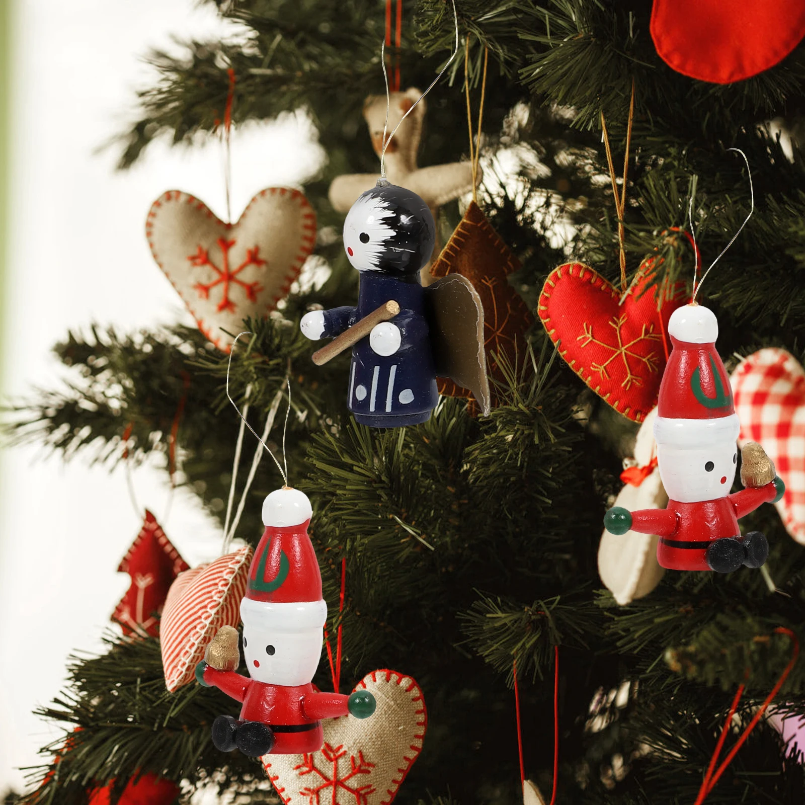 

1 set Wooden Ornaments Set Christmas Decorations Tree Hanging Mini Kits Premium Craftsmanship Home Office Cafe DIY Gifts