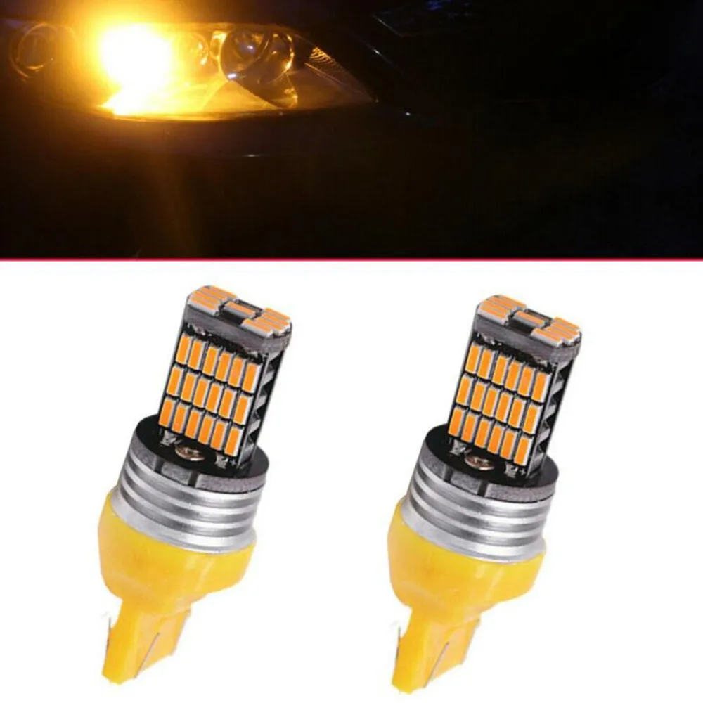 2× Car T20 Led Amber Canbus 7440 Turn Signal Light WY21W Bulb Tail Light 45SMD Back-Up Light Brake LightTurn Signal Light