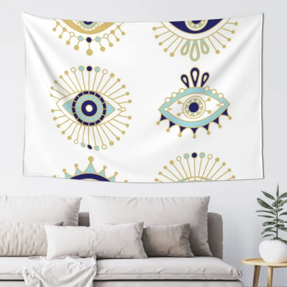 

Evil Eye Collection on White Tapestry Decoration Wall Bedrooms Decor Anime Decor Tapestry