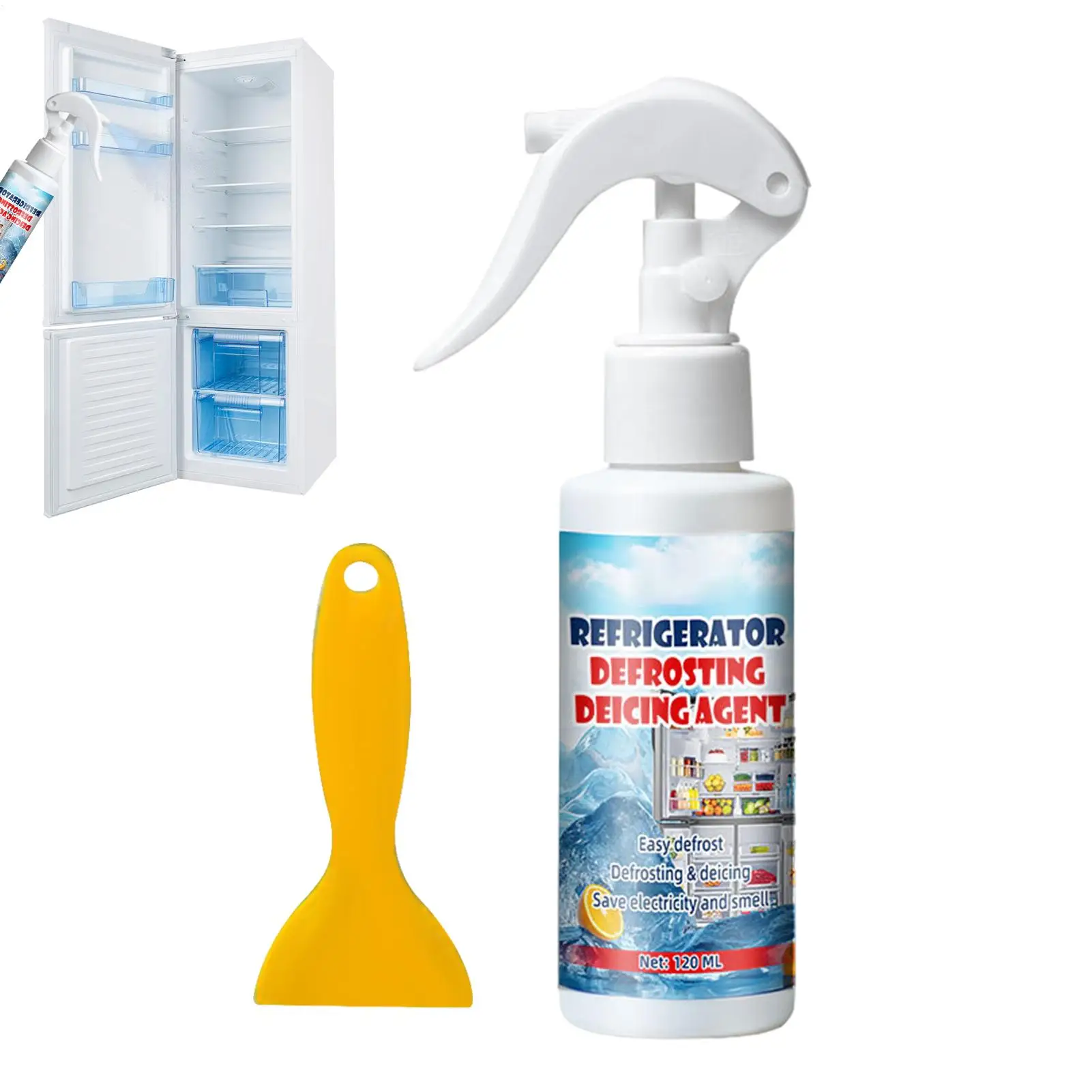 Kühlschrank-Abtauspray Enteisungsspray Gefrierschrank-Reiniger 120ml Haushalts-Gefrierschrank-Spray Lebensmittel-Frischhaltespray Kühlschrank-Abtaumittel