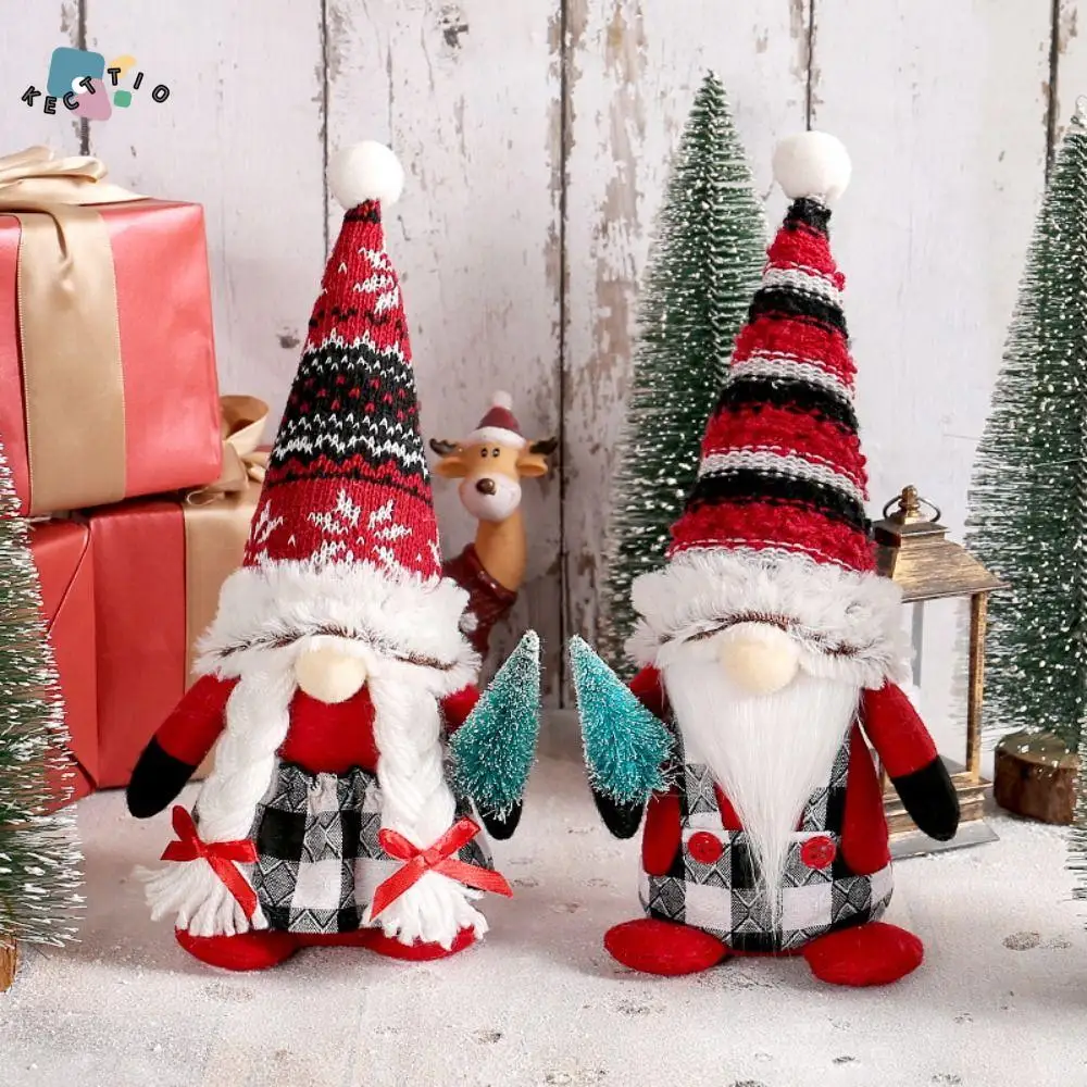

Striped Hat Christmas Tree Hugging Doll Snowflake Ornament Christmas Hug Tree Dwarfs Reusable Cloth Christmas Decoration Party