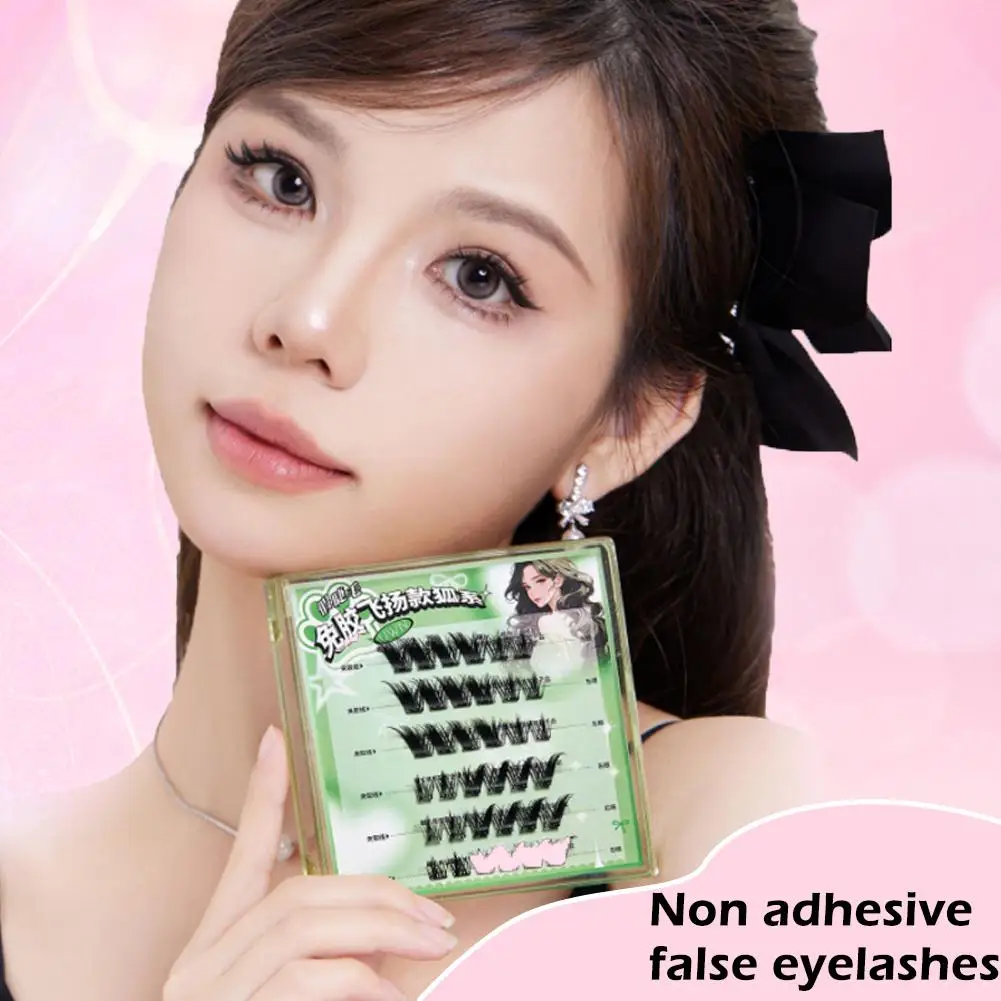 Pestañas autoadhesivas de 6 filas, pestañas individuales, maquillaje necesario, pegamento de pestañas Natural coreano suave, herramientas para ojos DIY J2J2