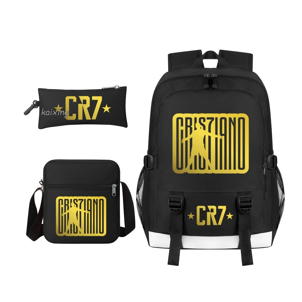 

New CR7 Backpack 3Pcs For Girls Boys Student Laptop Teens Lightweight School Bags Women And Men Casual Travel Mochilas Best Gift