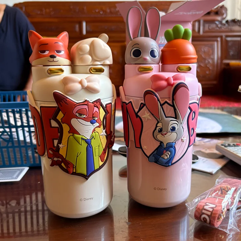 

Изолированная соломенная чашка Disney Zootopia Judy, милая бутылка для воды для девочек и мальчиков, красивая бутылка для воды для студентов, уличные рождественские подарки