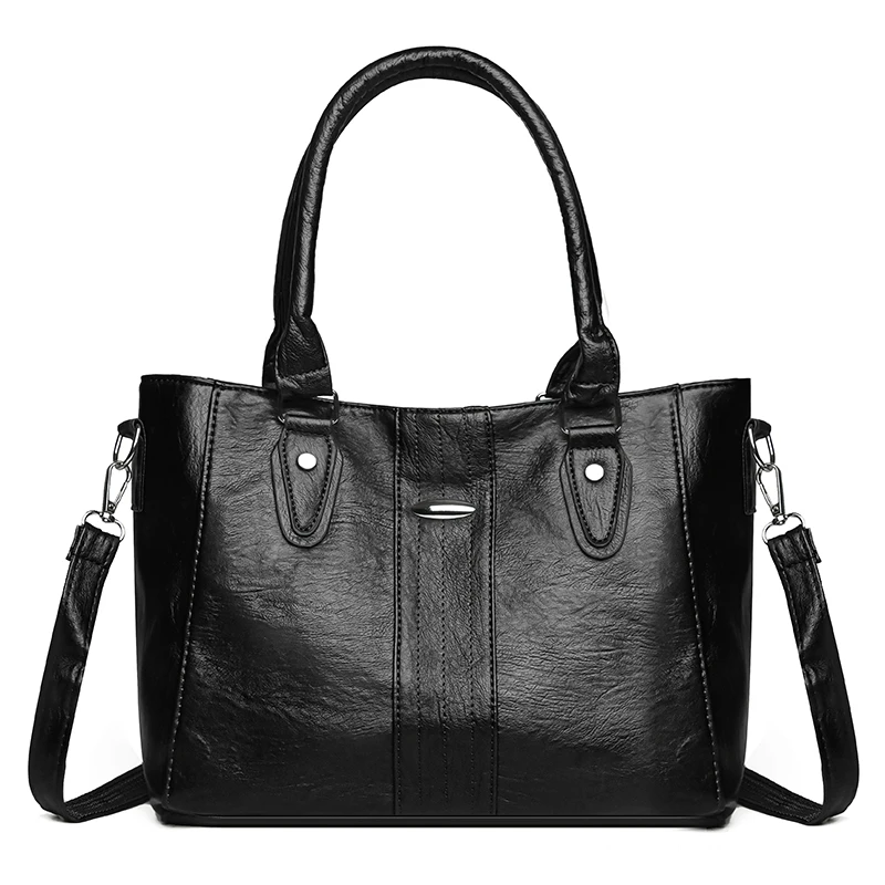

Large Capacity Women PU Leather Handbag Shoulder Bag High Quality Ladies Solid Tote Messenger Bags for Women Casual Shopping Bag
