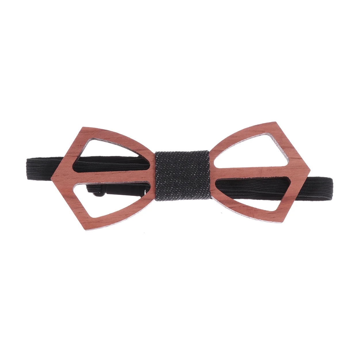 

1pc Hollow Wooden Tie For Men Adjustable Elastic Strap One Size Fits All Wedding Wooden Bow Tie Birthday Anniversary Gift