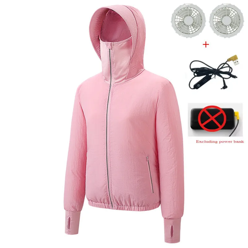 New Women'S Summer Sunscreen Fishing Lightweight Breathable Heatstroke Prevention Cooling With Fan Air Conditioning Coat Female