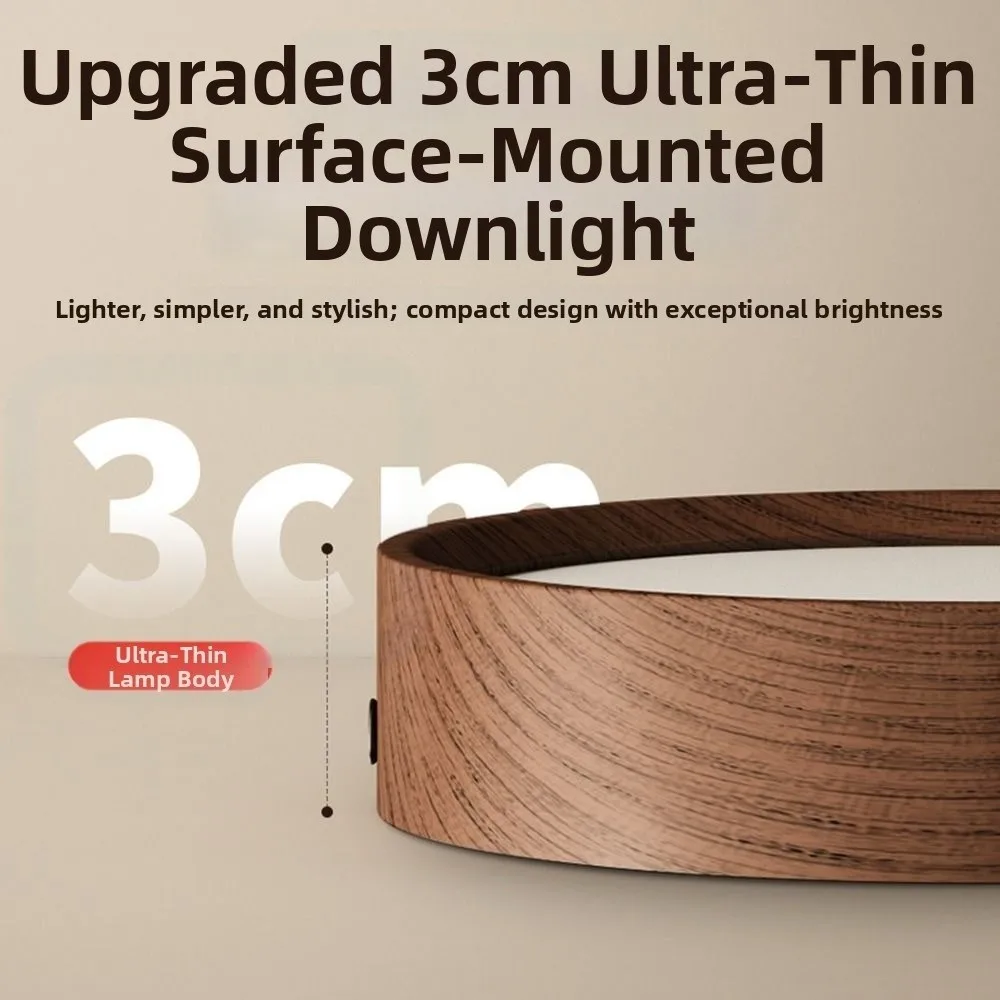 Walnut Wood Grain LED Ceiling Light 3 Color Change Light 7W 12W 15W 24W Circular Ceiling Lamp Ultra Thin Modern Decorative Light