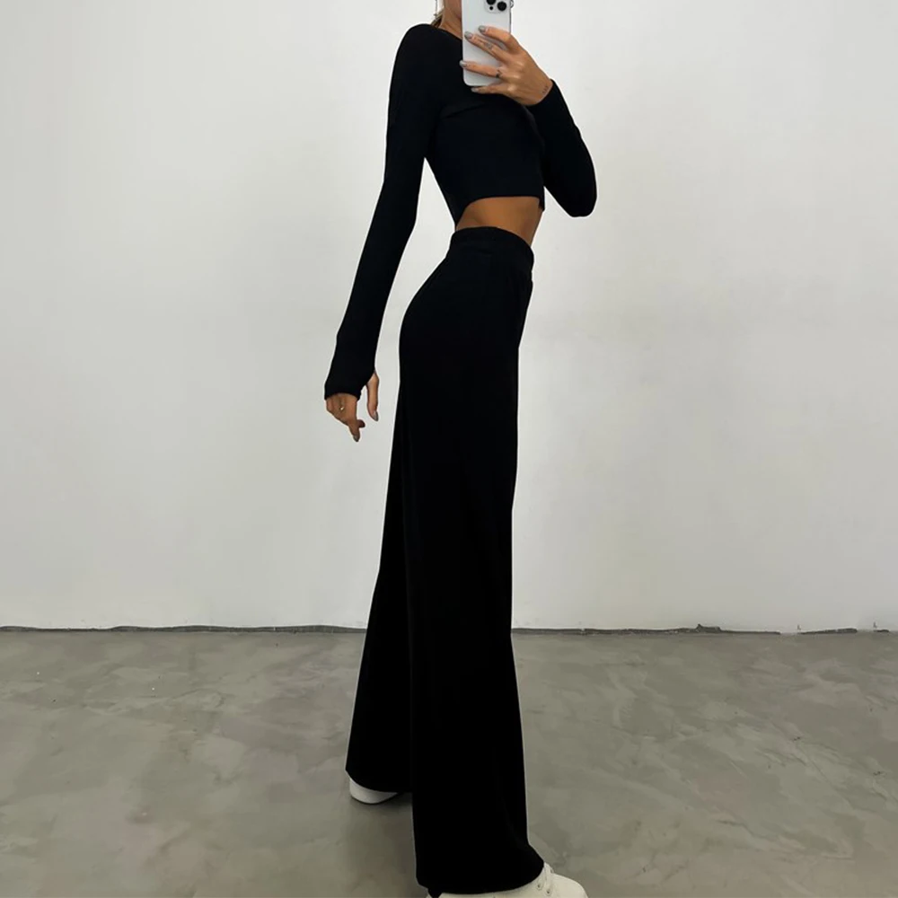 Traje casual de moda de manga larga para mujer Nuevo conjunto de dos piezas de Europa y EE. UU. Conjunto de pantalones pit