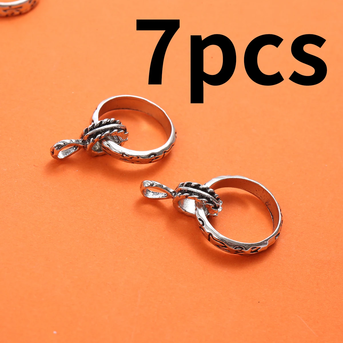 7-Piece Set of Patterned Rings for DIY Crafts, Engraved Round Rings with Pendant Shapes, Suitable for DIY Bracelets, Necklaces, Earrings, and Hanging Ornaments, Handmade Beaded Decoration Accessories