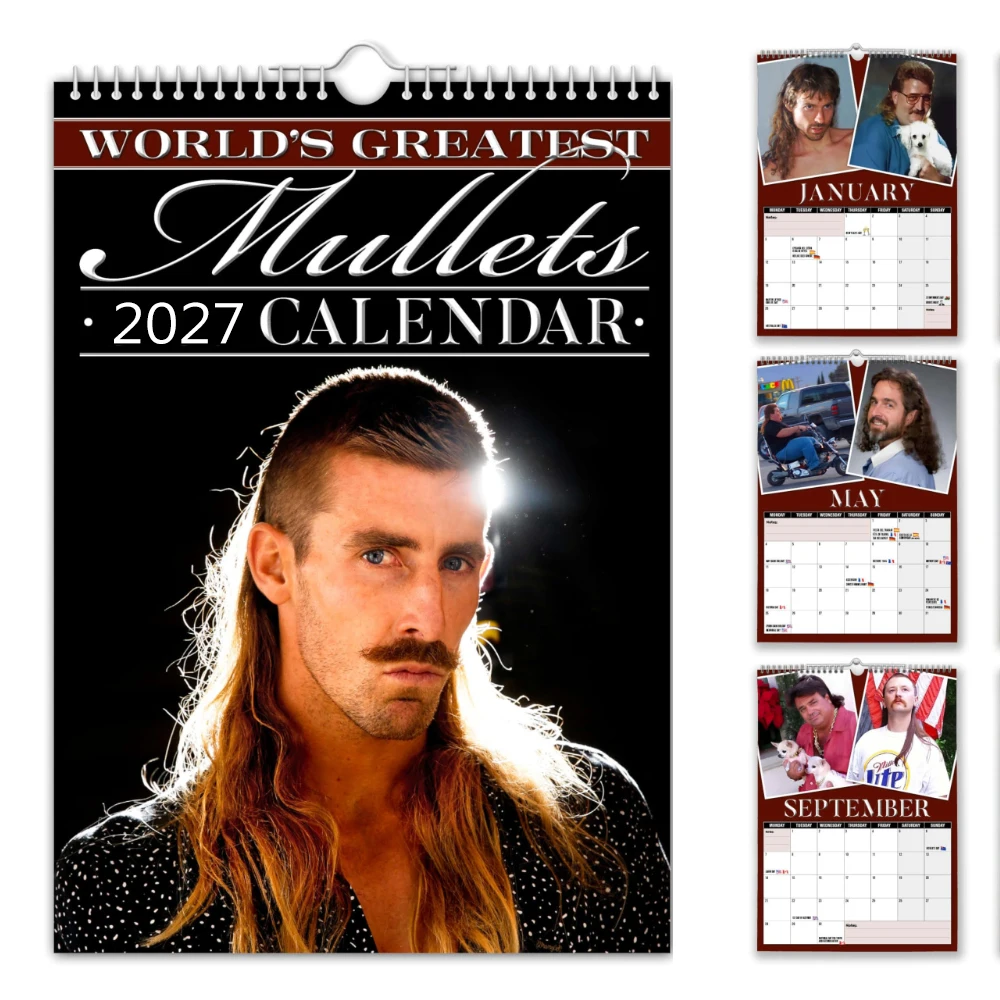 Funny Haircut 2027 Monthly Mullets Wall Calendar 12 Months Motivational Planner with Note Section Home Appliances for Wall New