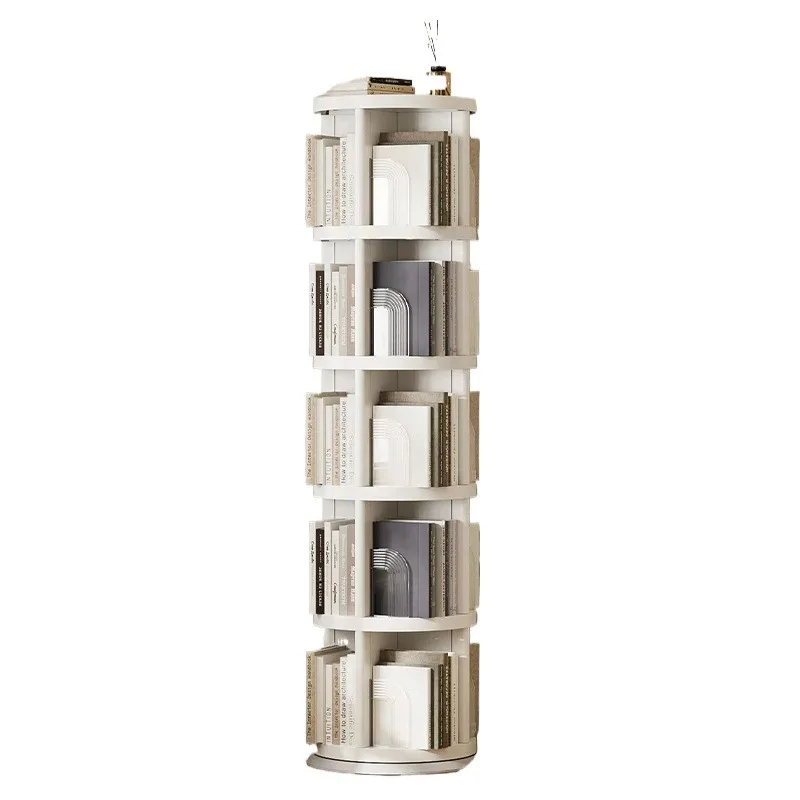 Rotating Book Storage Rack, Mobile Organizer for Kids Room, Stackable Storage Bin, White Book Shelf for Playroom or Nursery