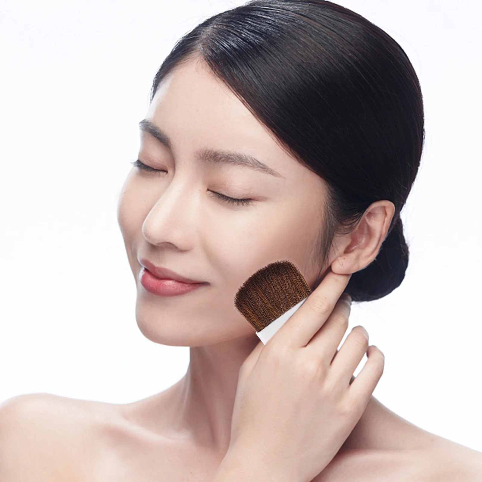 4 pçs pincéis de maquiagem pequena escova de pó para pó solto blush iluminador ferramentas faciais cerdas macias portátil para mulher