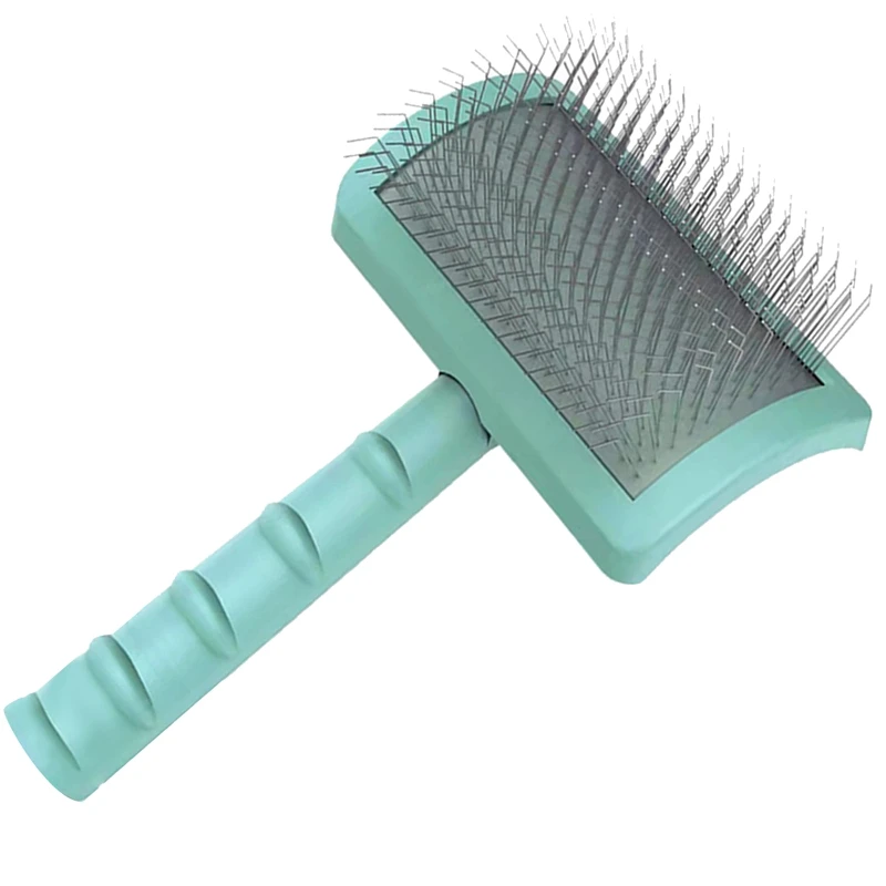 Firm Slicker Brush for Dogs- Extra Long Pin Slicker Brush for Large Dog Pet Grooming Wire Brush and Deshedding (Green)-A10G