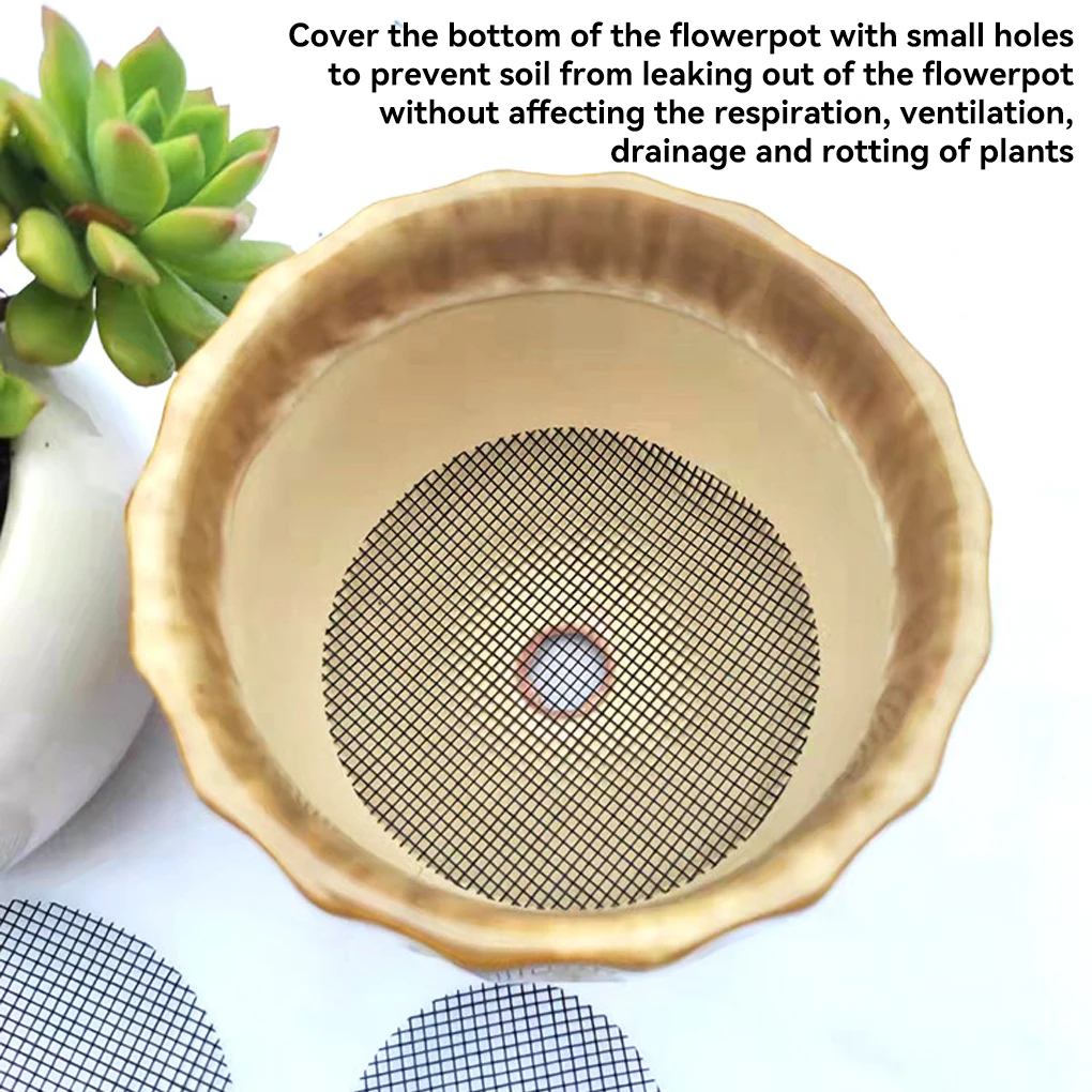 100 Pieces Flower Pot Hole Mesh Pad Drainage Bonsai Mat Round Shape Mat 4.5cm