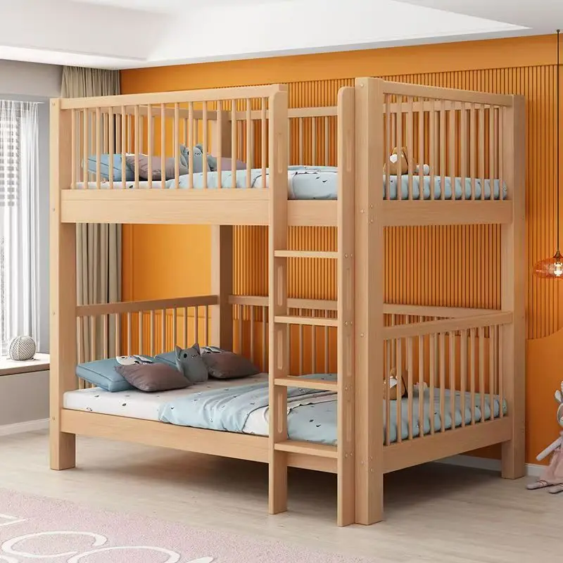 All-solid wood beech children's bunk beds,double-layer beds, ladder cabinets, single top bunks