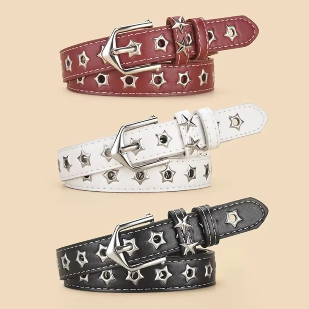 Hollow Star Design Hollow Star Belt Eyelet Detail Versatile Waistband Designer Jeans Belt Streetwear Style Pin Buckle