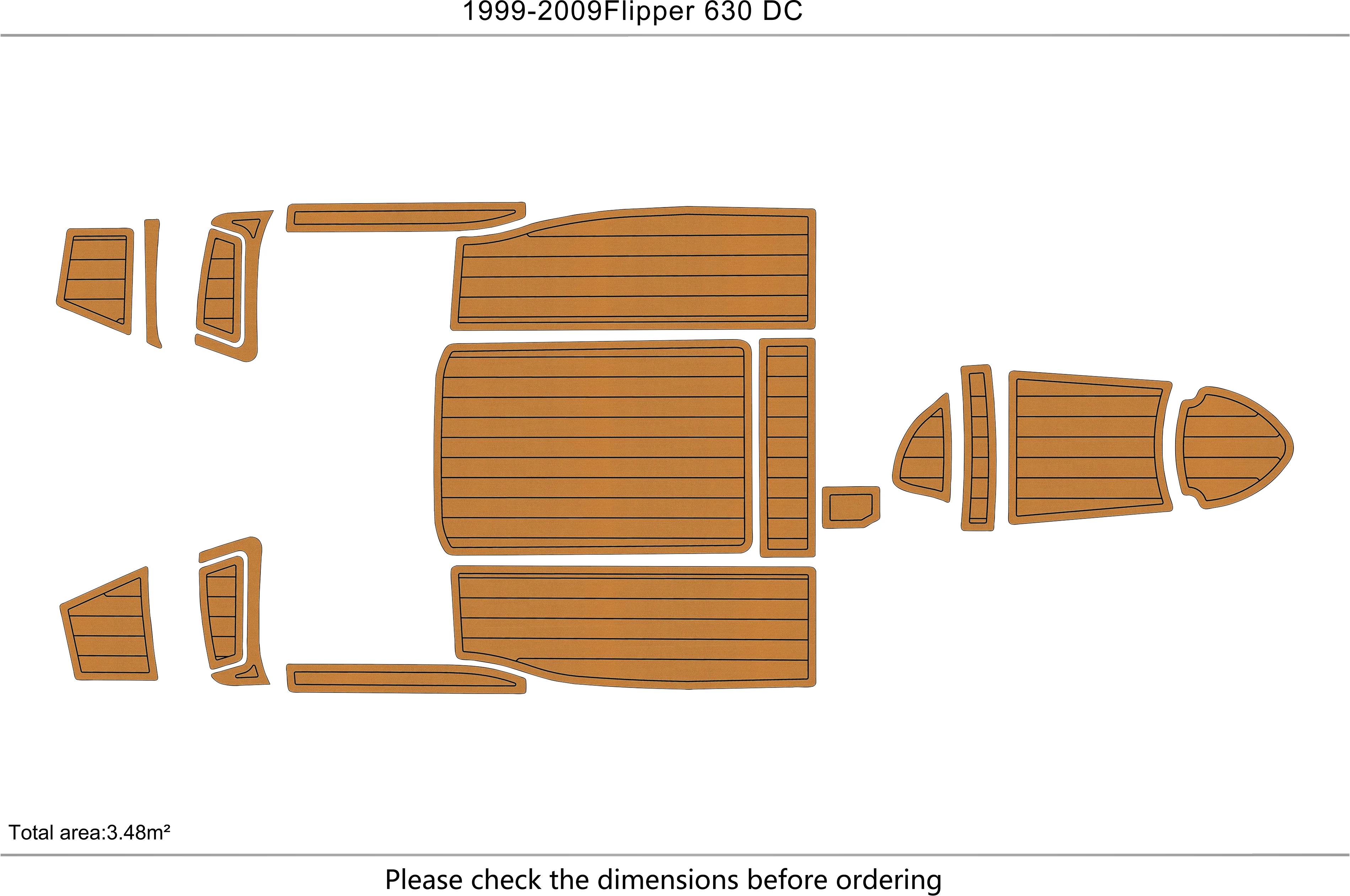 Eva foam Fuax teak seadek marine floor For 1999-2009 Flipper 630 DC Cockpit Swim platform bow 1/4