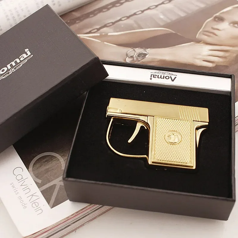 Creative Gun Type Butane Gas Torch Lighter Windproof Jet Blue Flame Outdoor Personalized Collection Lighters Smoking Accessories
