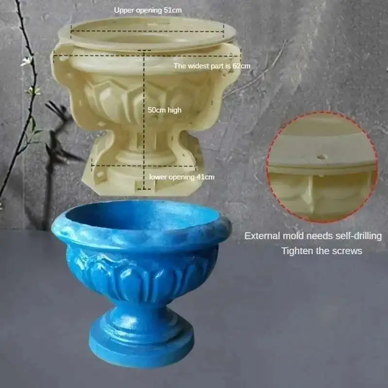 

Thickened Mold for Home Garden Buildings Garden Decoration ABS Plastic Flower Pot Molds Gardening Round Flowerpots Mould w