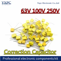 10pcs 63V 100V 250V Correction capacitor Polypropylene Safety Plastic Film 102J 10NF 100NF 103J 104J 474J 105J 223J 473J 472J
