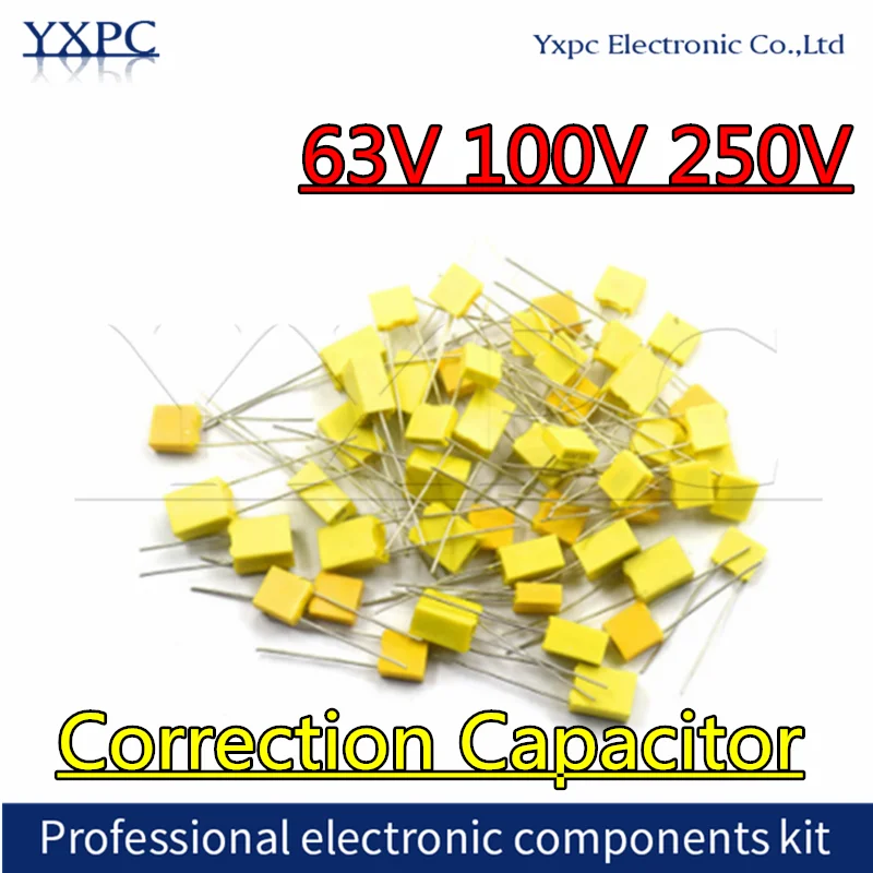10szt 63V 100V 250V Kondensator korekcyjny Polipropylenowa folia zabezpieczająca 102J 10NF 100NF 103J 104J 474J 105J 223J 473J 472J