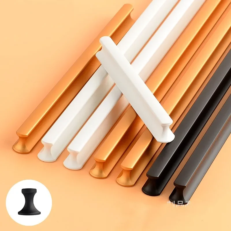 Simple Cabinet Door Pulls Wardrobe Drawer White Black Gold Solid Aluminum Alloy Handles for Furniture Hardware 1PC