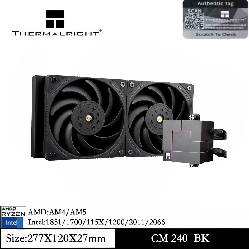 

Thermalright Core Matrix 240, черный кулер для процессора, подшипник S-FDB для AMD AM4 AM5, Intel LGA 1851/115X/1200/1700/2011/2066