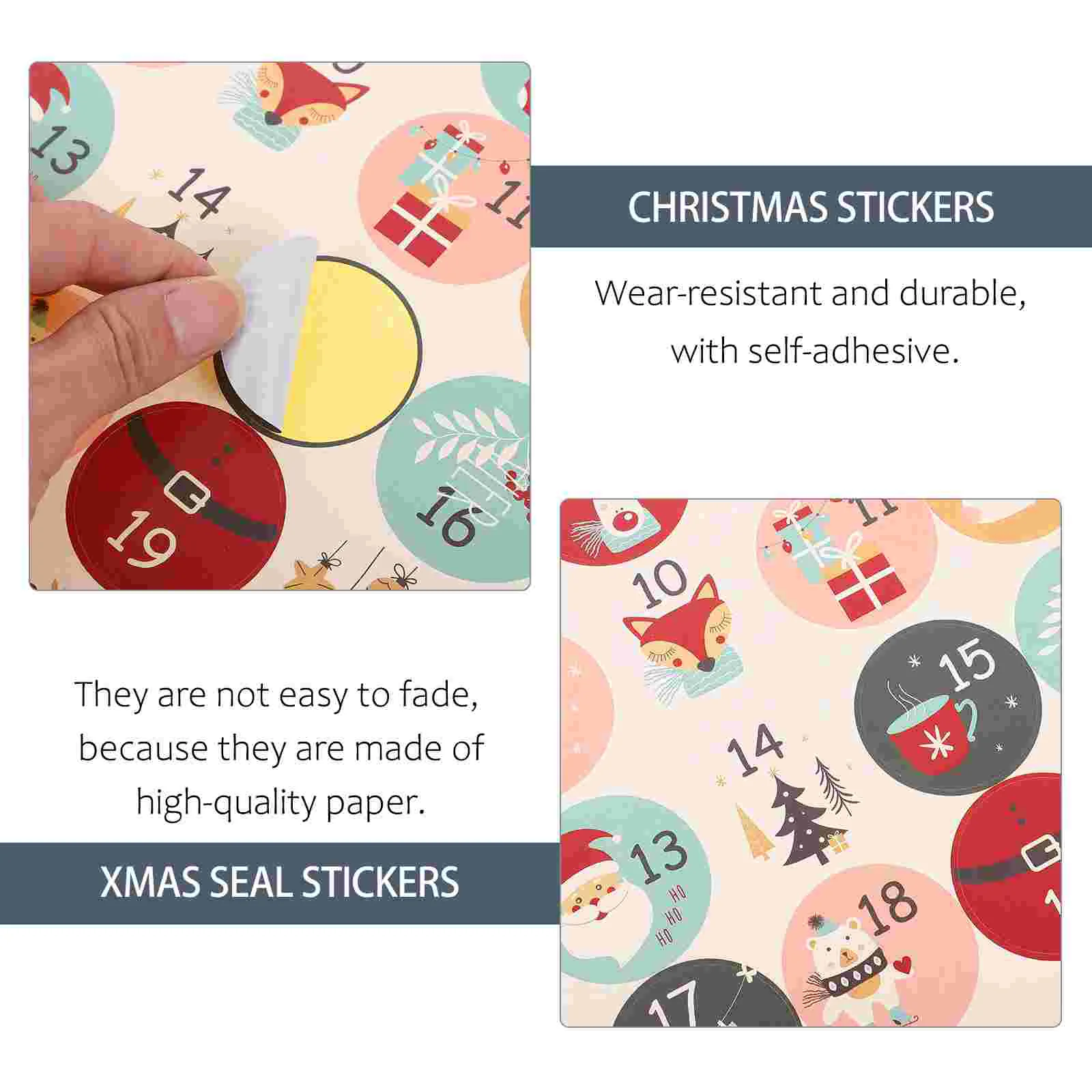 20 vellen kerstnummers stickers gemengde stijl label bruiloft feest vakantie cadeau etiketten kraftpapier kerst zegel lijm
