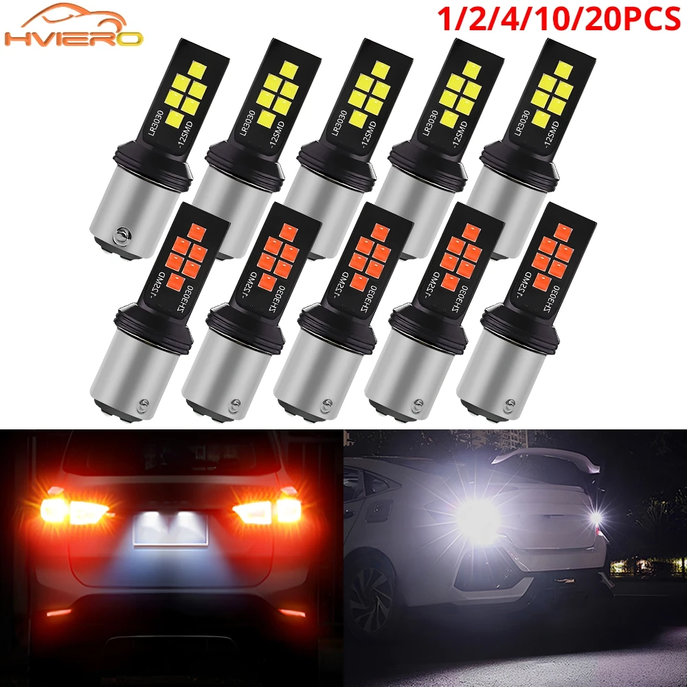 

1/2/4/10pcs 1156 1157 7440 12SMD 3030 Car Brake Reverse Turn Signal Lamp Auto Styling Tail License Plate Lights Red White Yellow