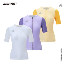 HISERWA Women Cycling Jersey SPF 50+ Racing Road Bicycle Clothing Maillot Ropa Ciclismo Top Quality Summer Cool Cycling Jersey