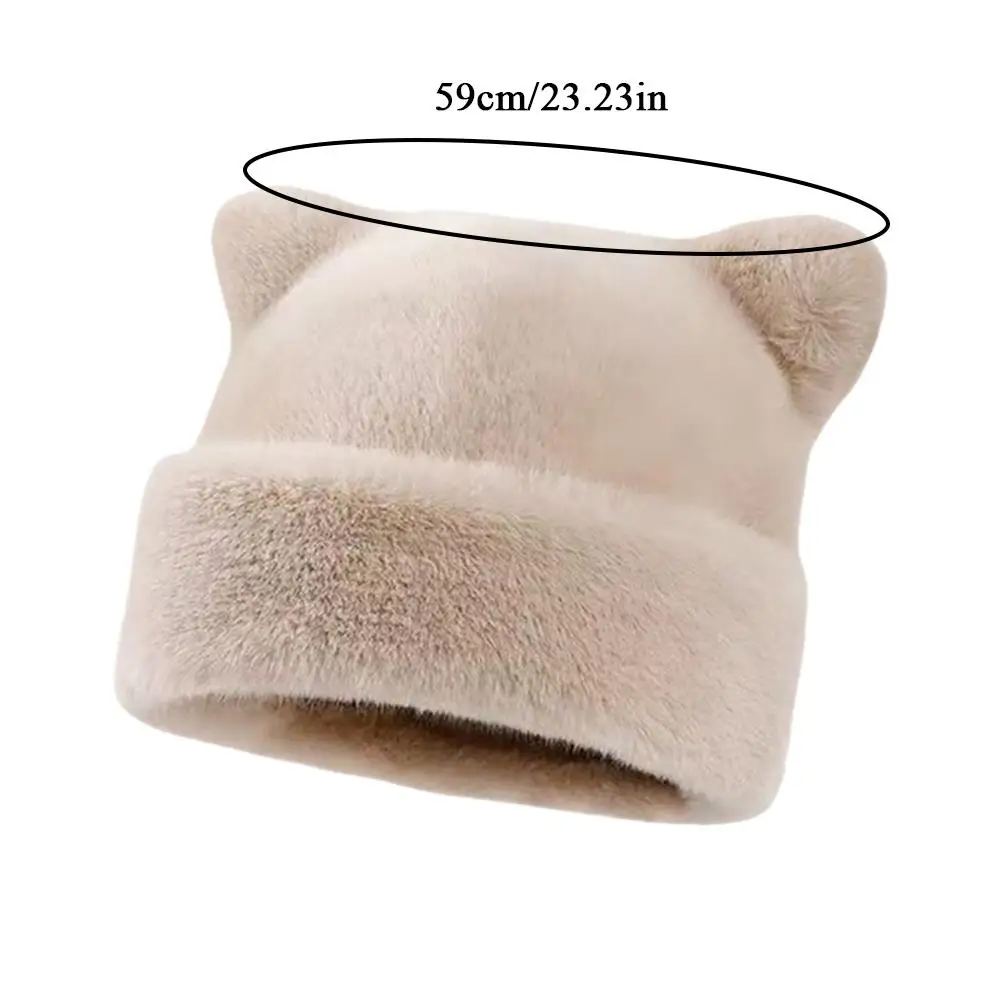 Gorro de esquí cálido para mujer, gorro de piel de zorro sintética, gorro de oso de peluche para mujer, gorro con capucha, protección para los oídos, sombreros de invierno, gorro de piel de imitación