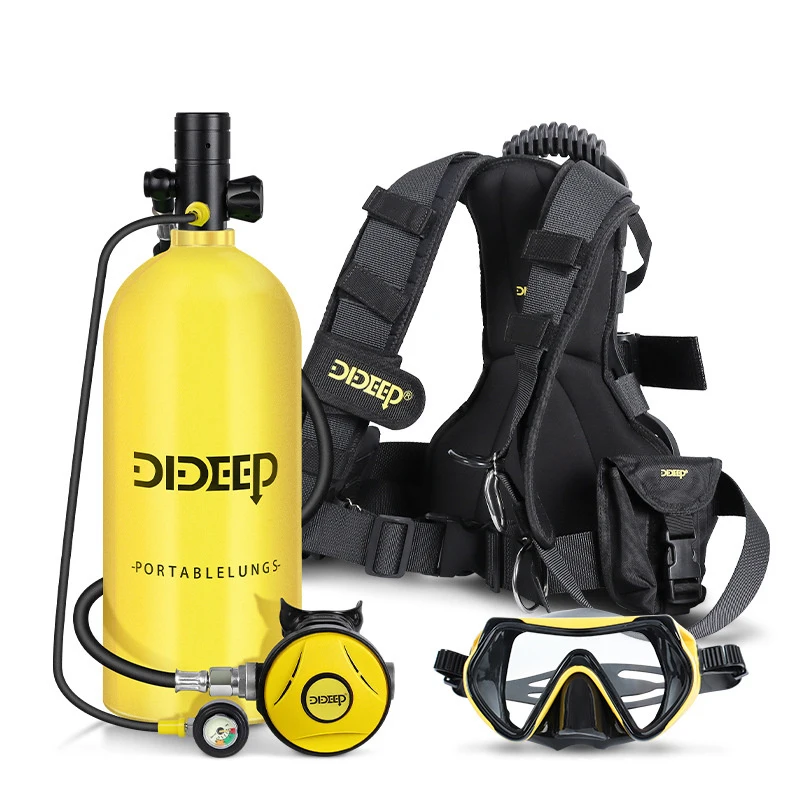 DIDEEP 3L X6000 Diving And Snorkeling Equipment Scuba Diving Respirator Fish Gill Diving Oxygen Cylinder Kit Standby Yellow