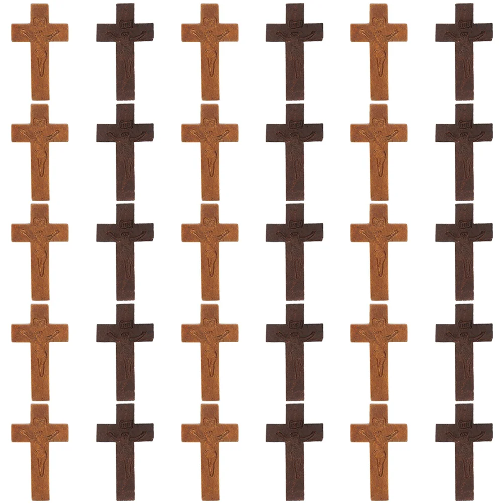 

30Pcs Wooden Cross Charms Jewelry Pendant DIY Accessories for Necklace Bracelet Keychain Craft Making Supplies