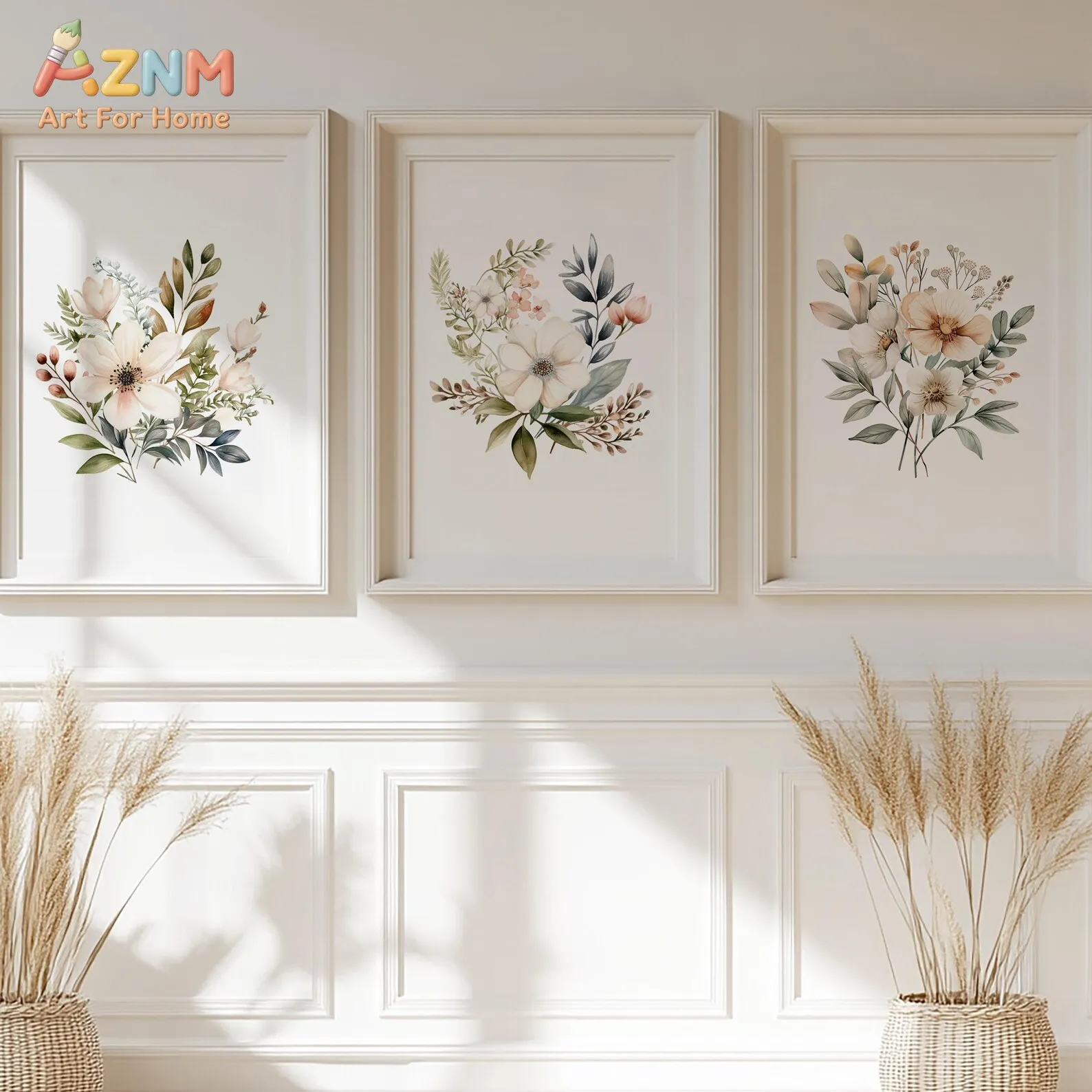 Set of 3 Wildflowers |Vintage Botanical Watercolor Wall Art Print |Living Room Greenery Home Decor| Herbs Botanical Poster Set