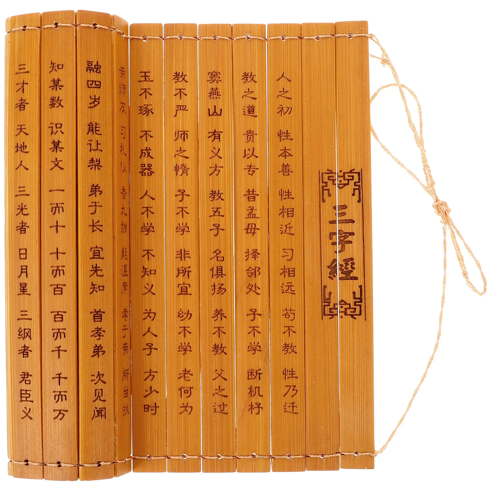 

Decorative Bamboo Book Solid Construction Retro Style Three Character Primer Ornament for Modern Vintage Room Decor Kids