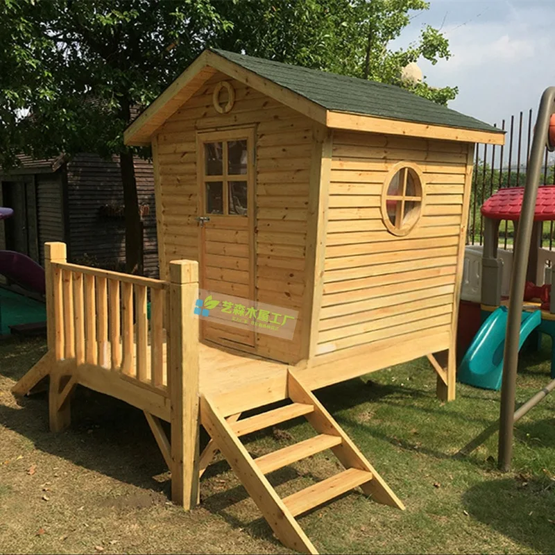Preservative wood villa courtyard log cabin garden assembly gazebo kindergarten game tree house outdoor mobile wooden house