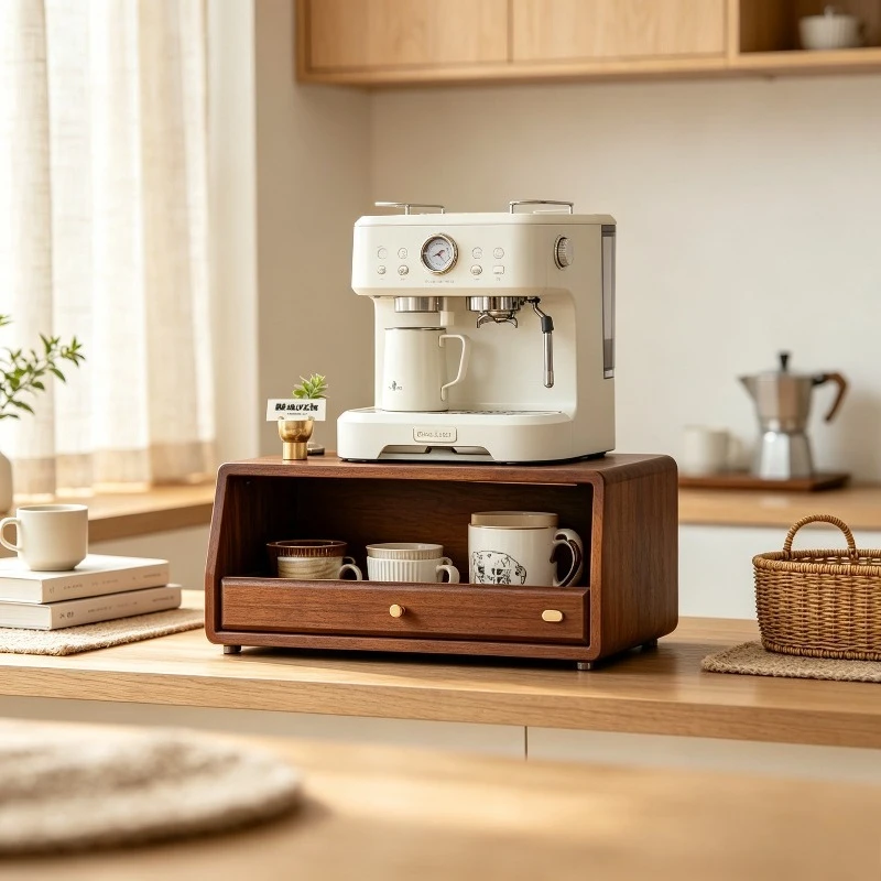 Heavy Duty Wood Coffee Riser, Drawer Cup Holder Shelf, Multifunctional Mug Stand, Smooth Slide Stability Desk Organizer